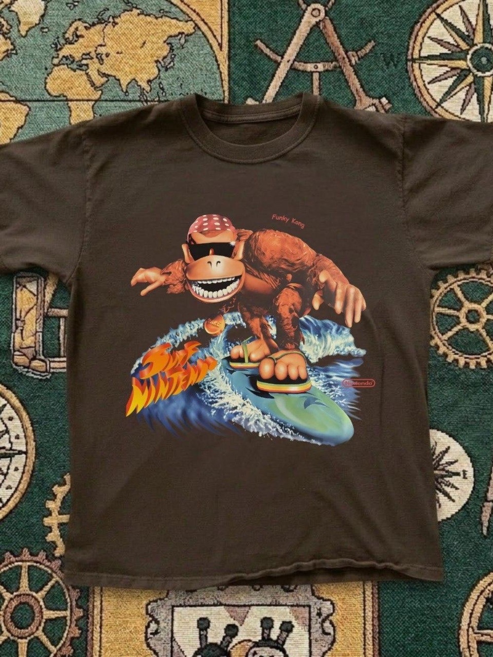 Gildan Brown Funky Kong Surf Graphic Tee